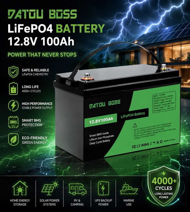 Аккумуляторы LiFePO4  Datou Boss - CTOLITY 12V 100Ah | Реальная цена и зарядка LiitoKala 20 А