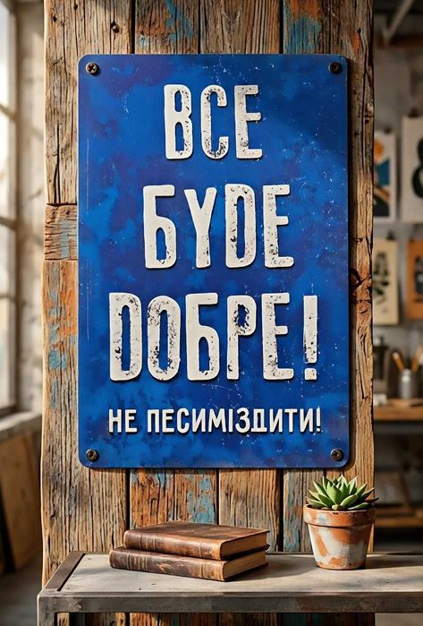 Плакат на металле Все буде добре Не песиміздити Мотивация Винтаж, 20х30 см
