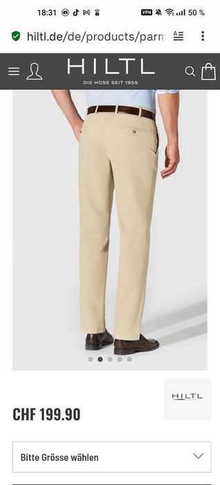 Джинсы (chino Hiltl Germany w36 stretch beige.