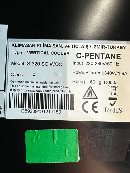 Chlodziarki Klimassan  S320 Sprzedaż hurtowa