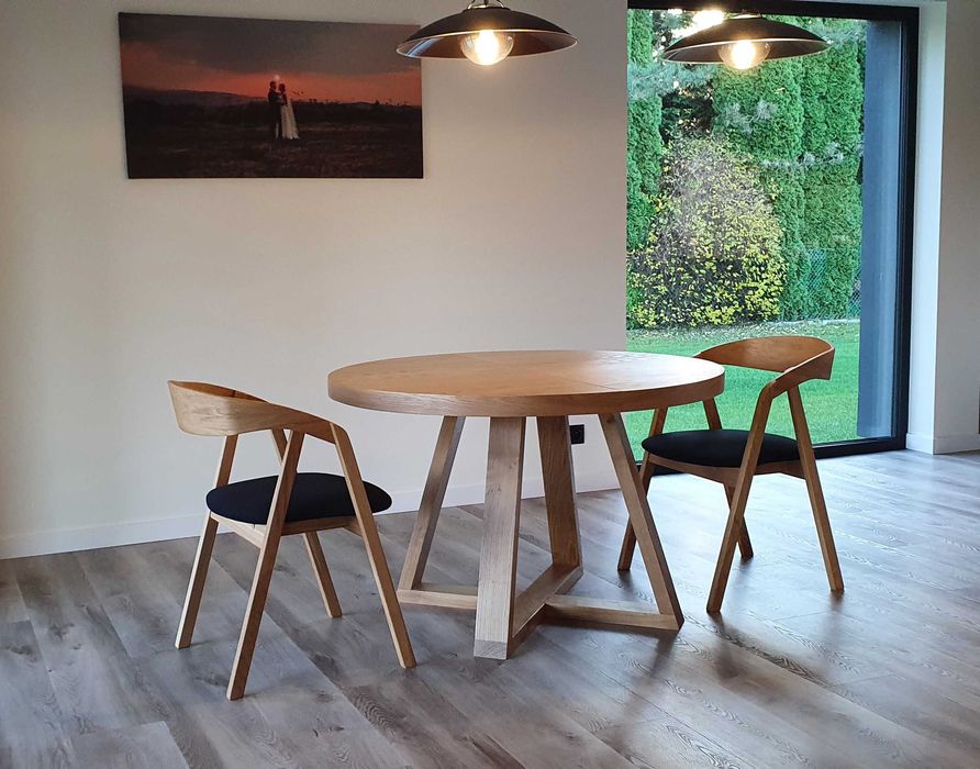 Nowoczesny stół dębowy okrągły rozkładany 2x50cm Loft 1