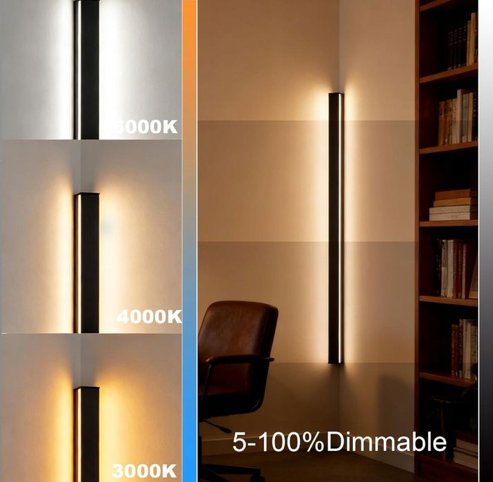 Lampa Ścienna Led Czarna Z Pilotem 36W  Narożna