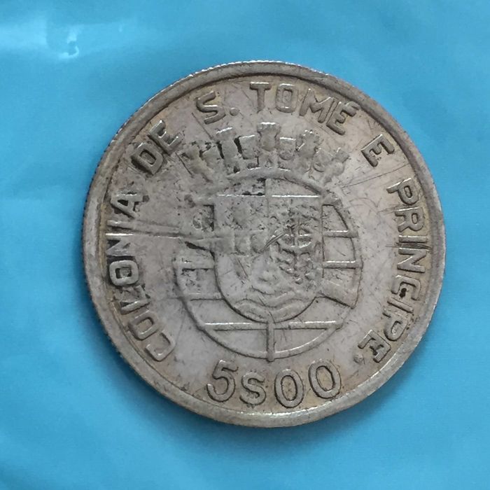 5 Escudos 1948 S. Tomé e Príncipe - escassa - prata