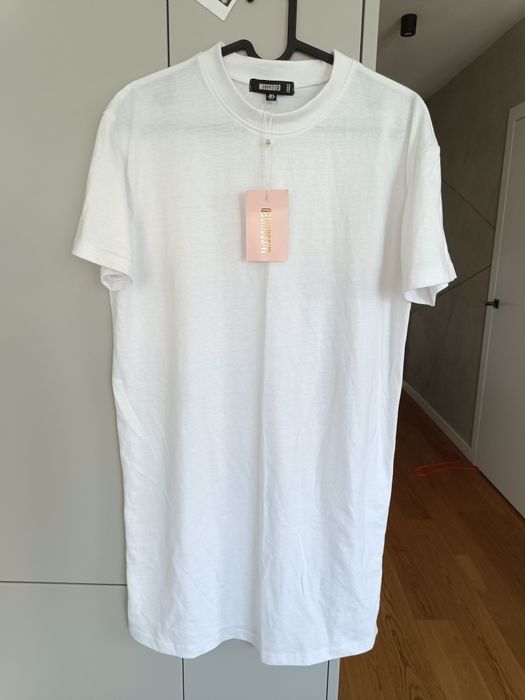 Missguided top t-shirt tshirt biały bawełniany długi nowy z metką