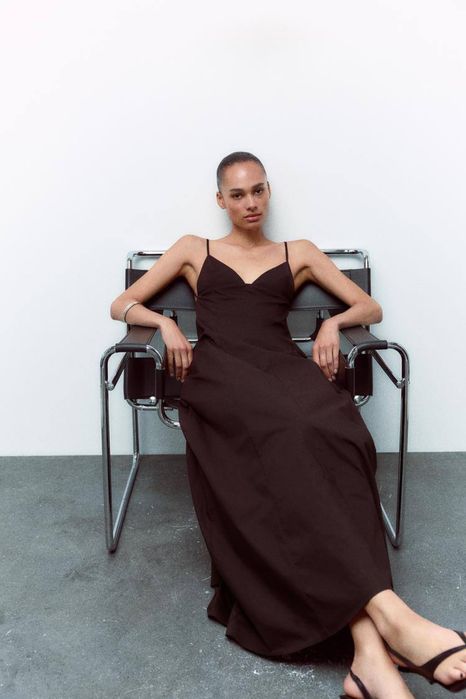 Сукня коричнева максі Zara, розмір М