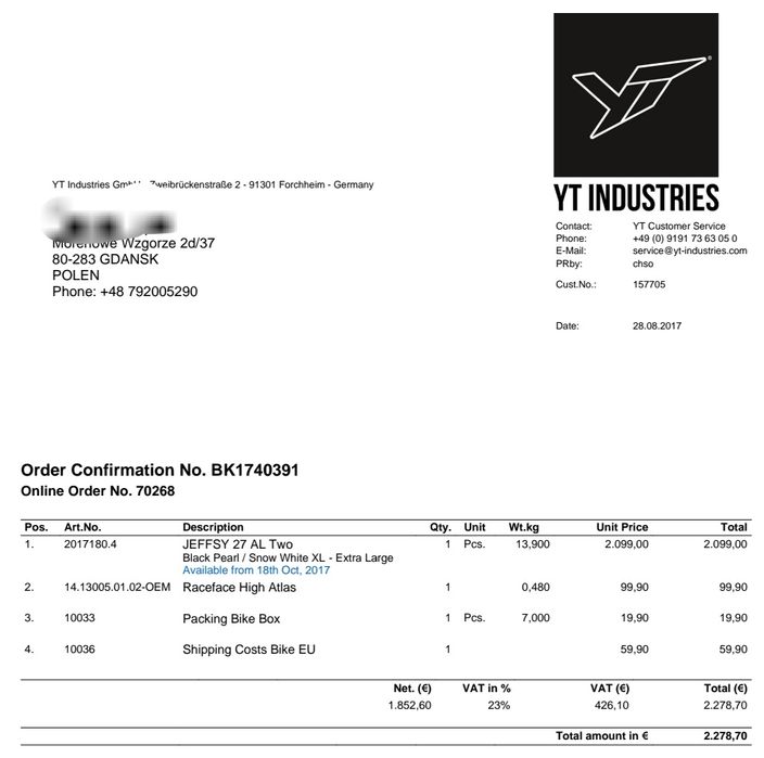 YT Jeffsy AL 2 27.5" XL rower trail