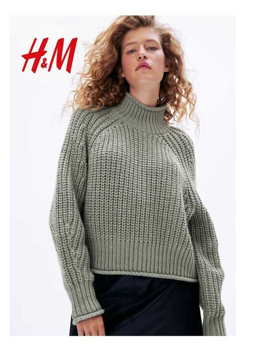 Теплий в'язаний светр oversize, светр тепла в'язка під горло H&M