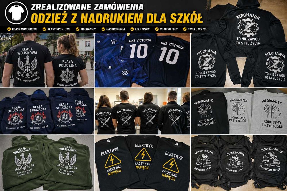 Koszulki z nadrukiem dla szkół | Logo szkoły | Klasy profilowane