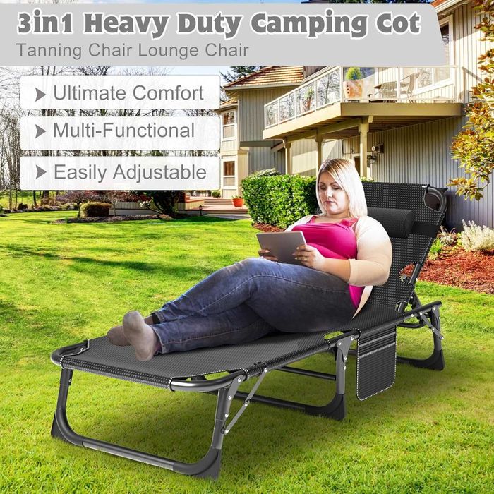Cama de acampamento extra larga para adultos, resistente, em tecido Oxford 1200D, dobrável e portátil, com colchão.