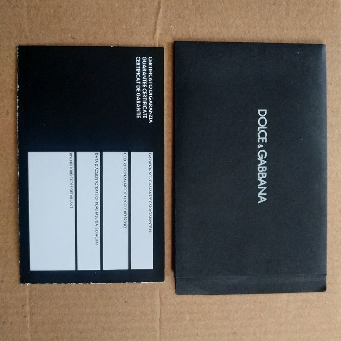 Сертифікат гарантії Dolce & Gabbana