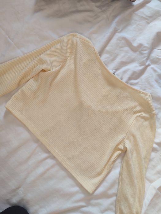 Кардиган H&M лимонний віскоза XS-S-M укорочений з зав'язками