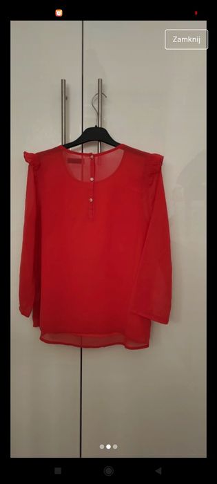 Bluzka Pull&bear malinowa falbanki S/M mgiełka