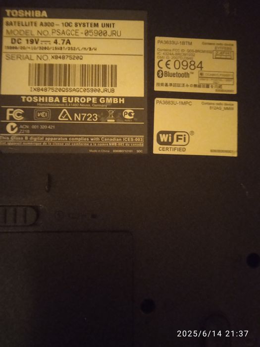 TOSHIBA A300-10 оригинал.
