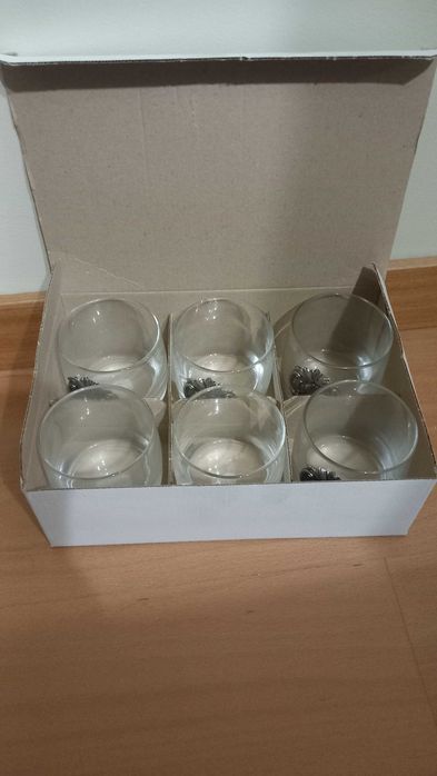 Conjunto de 6 Copos com brasão em estanho64575375895809121