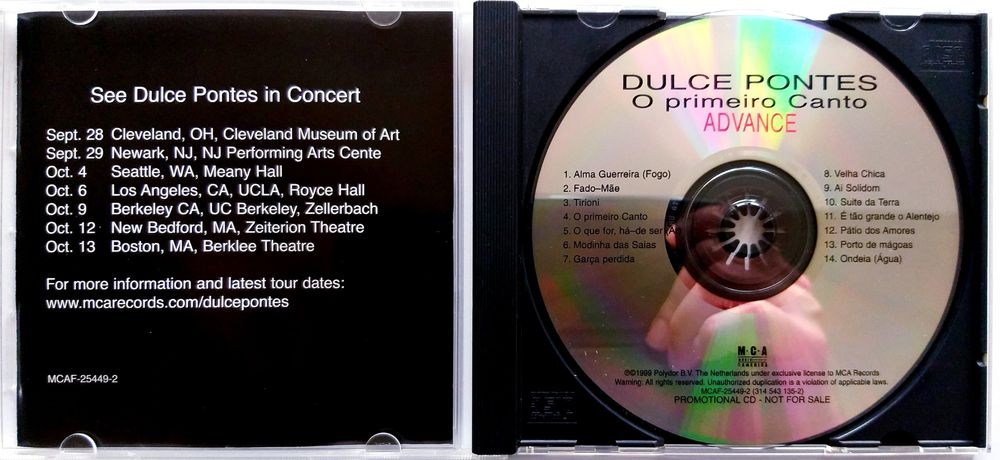 Dulce Pontes O Primeiro Canto 1999r Promo