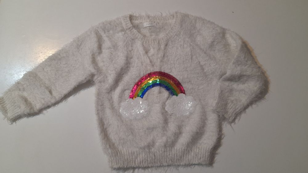 Biały sweter 104 next tęcza