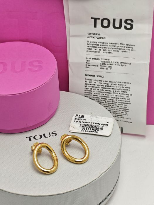 Kolczyki Tous Hav żółte srebro vermeil 925 elipsy
