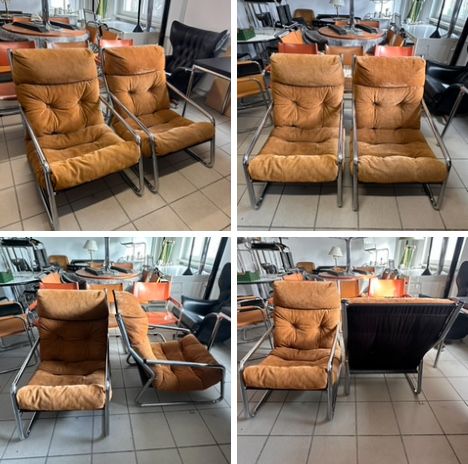 Mid century modern para foteli w unikatowej tapicerce