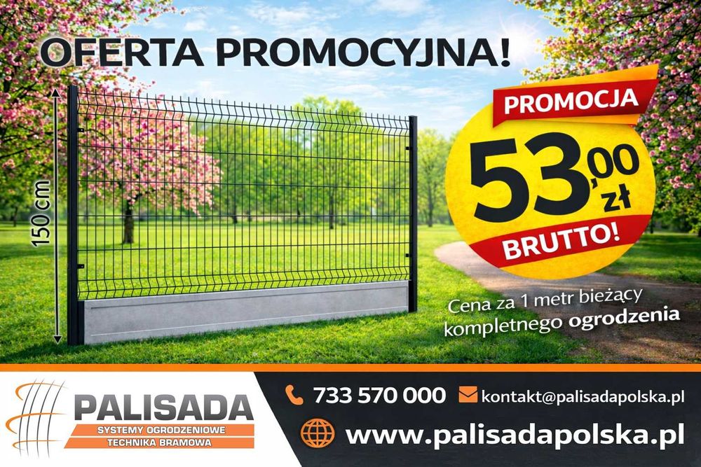 PROMOCJA! OGRODZENIE PANELOWE 150 cm | panele 123 cm + podmurówka 25