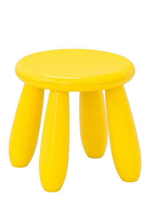 Комплект дитячих меблів IKEA MAMMUT: новий стіл синій 85 см і три жовті табурети