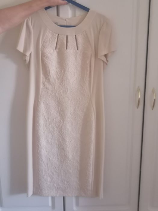 Sukienka Margo 42 rozmiar XL ecru śmietankowa beżowa elegancka weselna