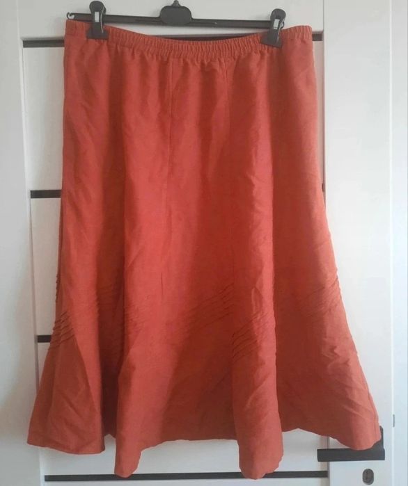 Spodnica midi anthology 46 wiskoza bawelna len nowa ceglasta