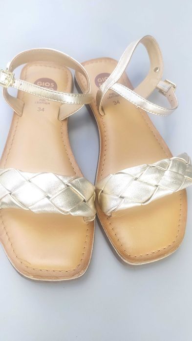 Sandálias douradas em pele 34 - como Novas