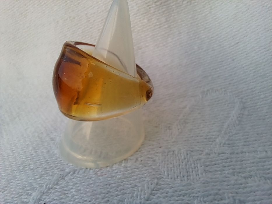 Anel Artesanal em Vidro Fusing Âmbar - Peça Única (Tam 14 / 54 mm)