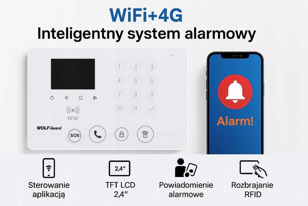 System alarmowy WiFi 4G GSM Wolf-Guard