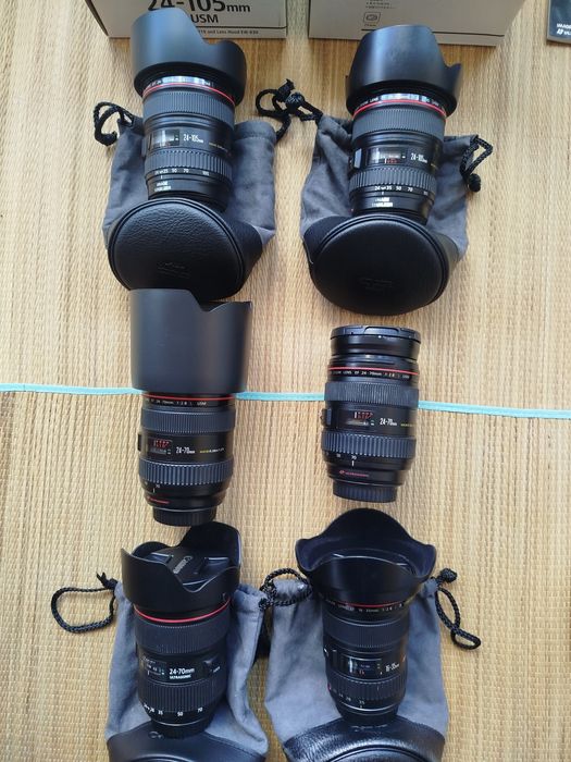 Canon 70-200, 24-70 2.8, 24-105, 17-40, 35mm