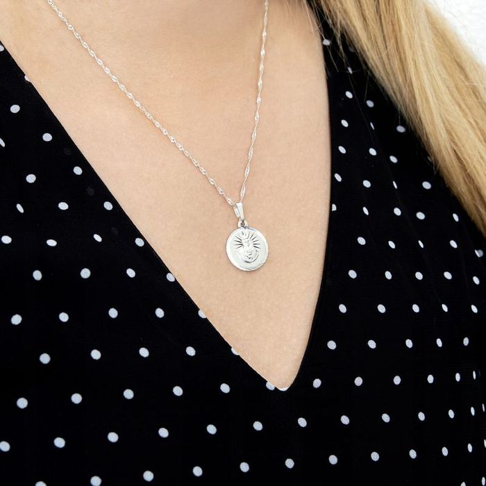 Srebrny Łańcuszek + Medalik Matka Boska Pr 925 Prezent Komunia Bierzmo