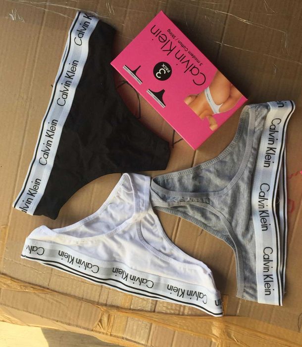 S M L XL 3pak Majtki Stringi Komplet Damskie Guess Stanik