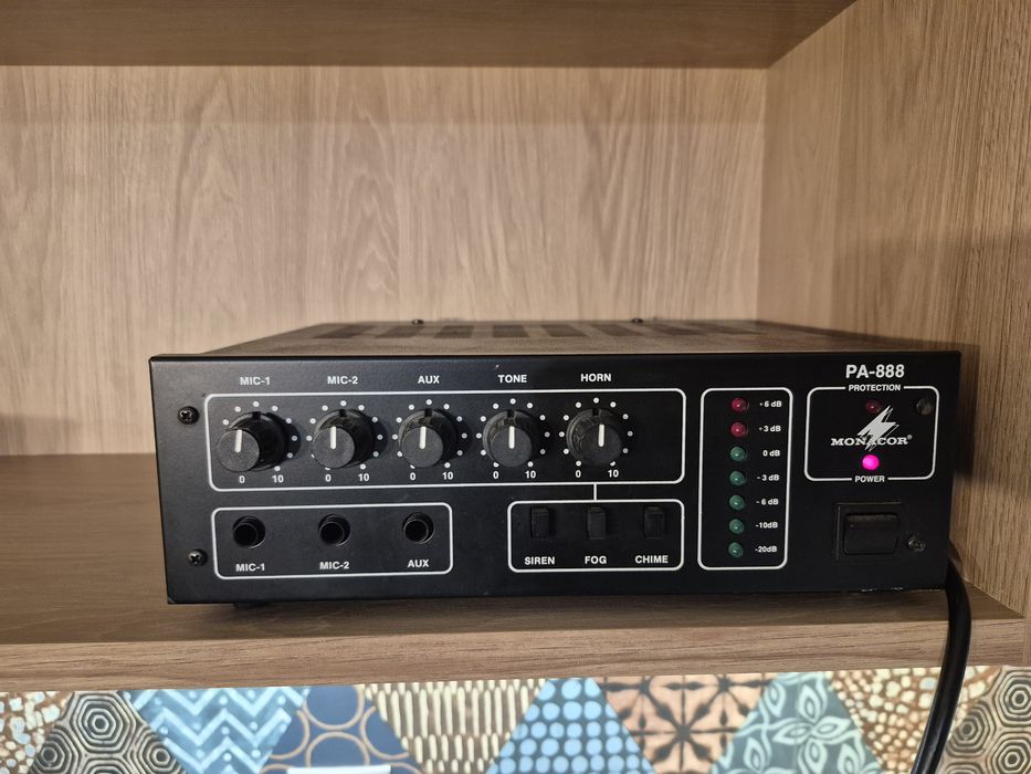 Wzmacniacz Monacor PA-888 | 100V 8-Ohm | Sklep Garaż Radiowęzeł