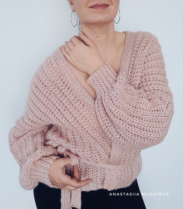 Oversize кардиган кольору пудри