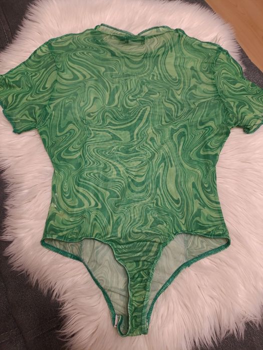Body transparentne zielone szlaczki m pretty little thing