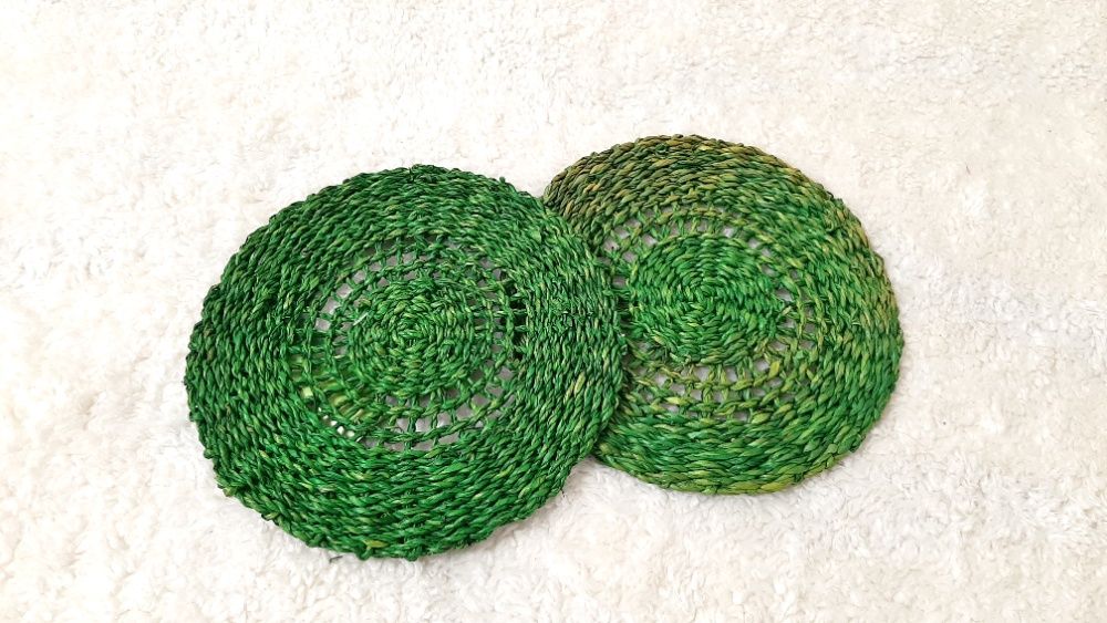 Підставки під посуд/квіти круглі зелені бамбук набір 2шт В'єтнам