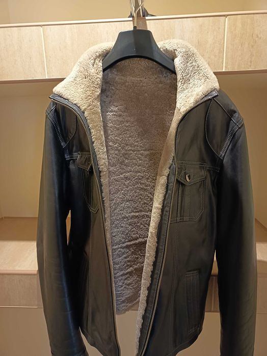 Мужская кожаная зимняя куртка