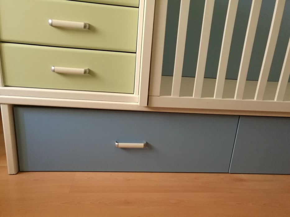 Berço-cama convertível com gavetas/cama extra 70x140 cm oferta colchão