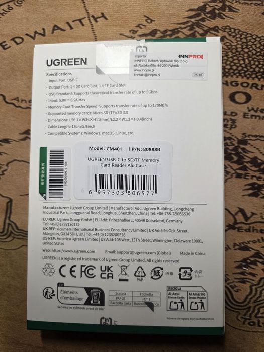 Czytnik kart pamięci SD Ugreen