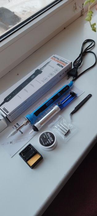 Електричний Паяльник 100Ват з дисплеєм 6 в 1