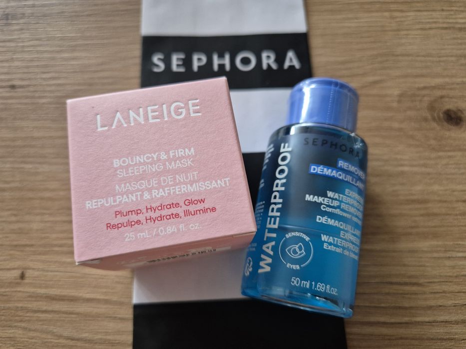 Maska krem na noc i płyn do zmywania makijażu! Nowe! LANEIGE 25 ml SEPHORA 50 ml DŁUGIE DATY! NA WYJAZDY!