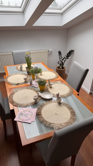 Stół  rozkładany drewniany ze szklanym blatem