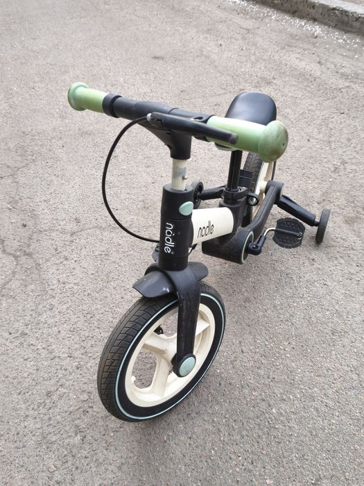 Двоколісний велосипед-трансформер Best Trike BT-12755 з батьківською ручкою та ручними гальмами, Чорно-бірюзовий