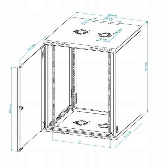 Stalflex Szafa Serwerowa Wisząca RACK 19" 15U 600mm Składana 2 Minuty