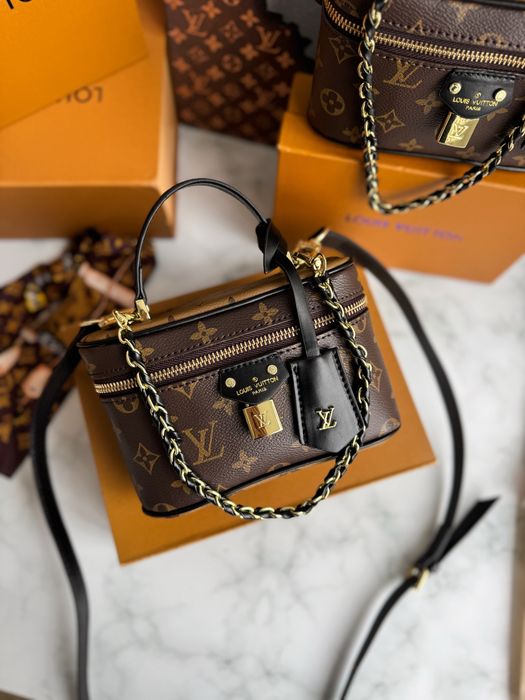 Сумочка жіноча бочонок Louis Vuitton vanity луі вітон коричнева сумка