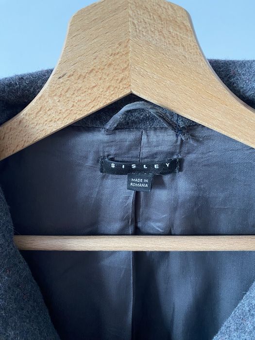 Płaszcz wełniany szary Sisley rozmiar 36