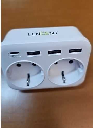 Tomada de parede dupla com USB e USB Type-C