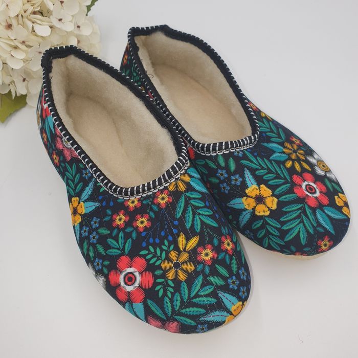 Bambosze 39 kolorowe ciepłe gruba guma w kwiaty