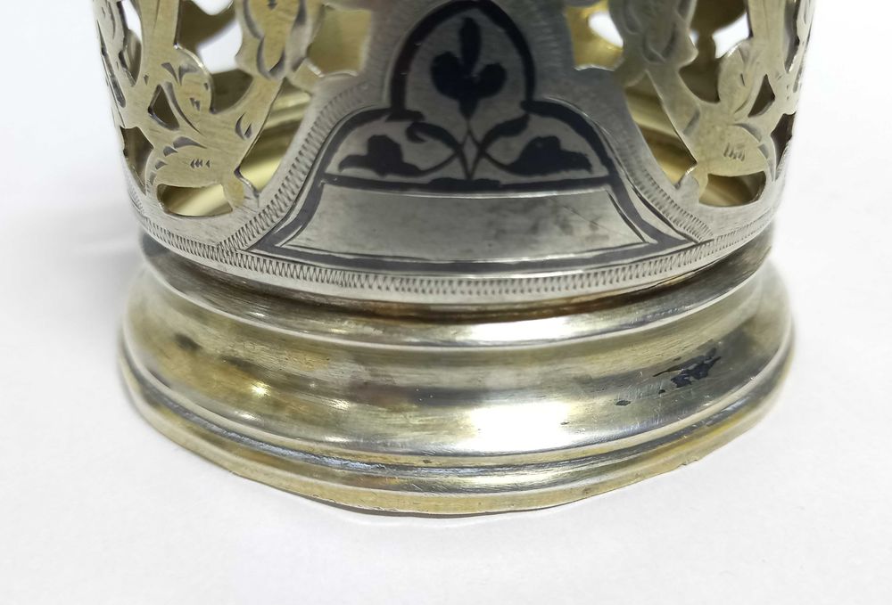 Podstakannik, uchwyt do szklanki, srebro 875, Rosja