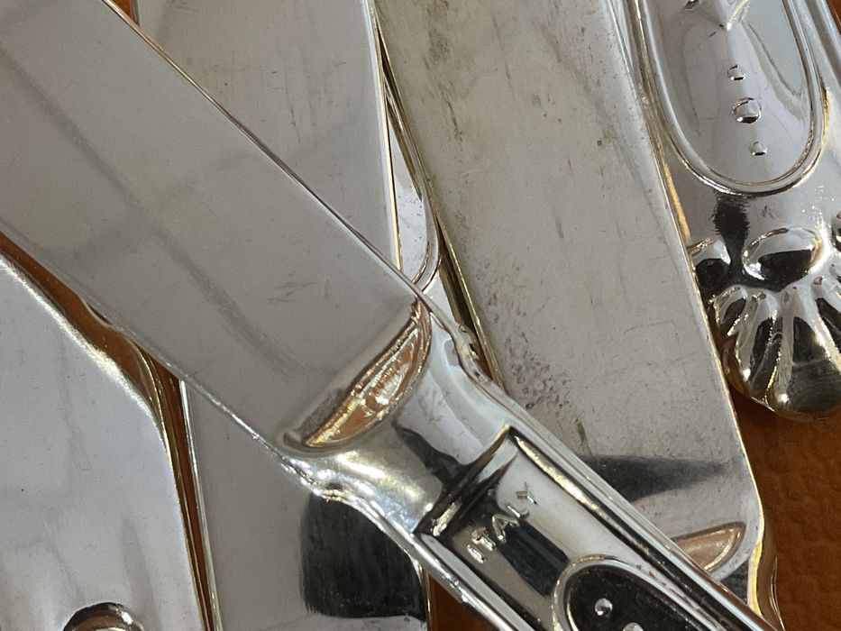 Serviço de talheres italiano banhado a prata 48 peças